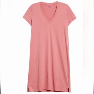 NWT Madewell Northside V Neck T-Shirt Dress in Vintage Quartz Red Pink S